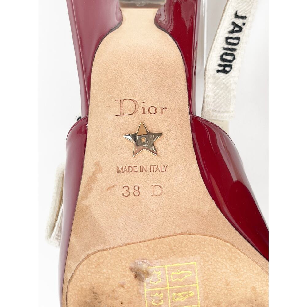 Christian Dior J'Adior Burgundy Patent Leather Slingback Kitten Heel Pumps EU 38 - Picture 13 of 13